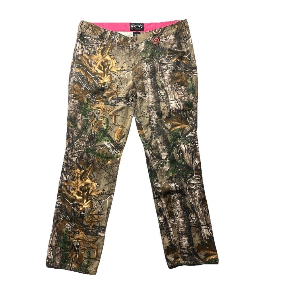 Realtree Trousers Womens Size 18 Brown Carpenter Camo Y2K Canvas Workwear Ladies